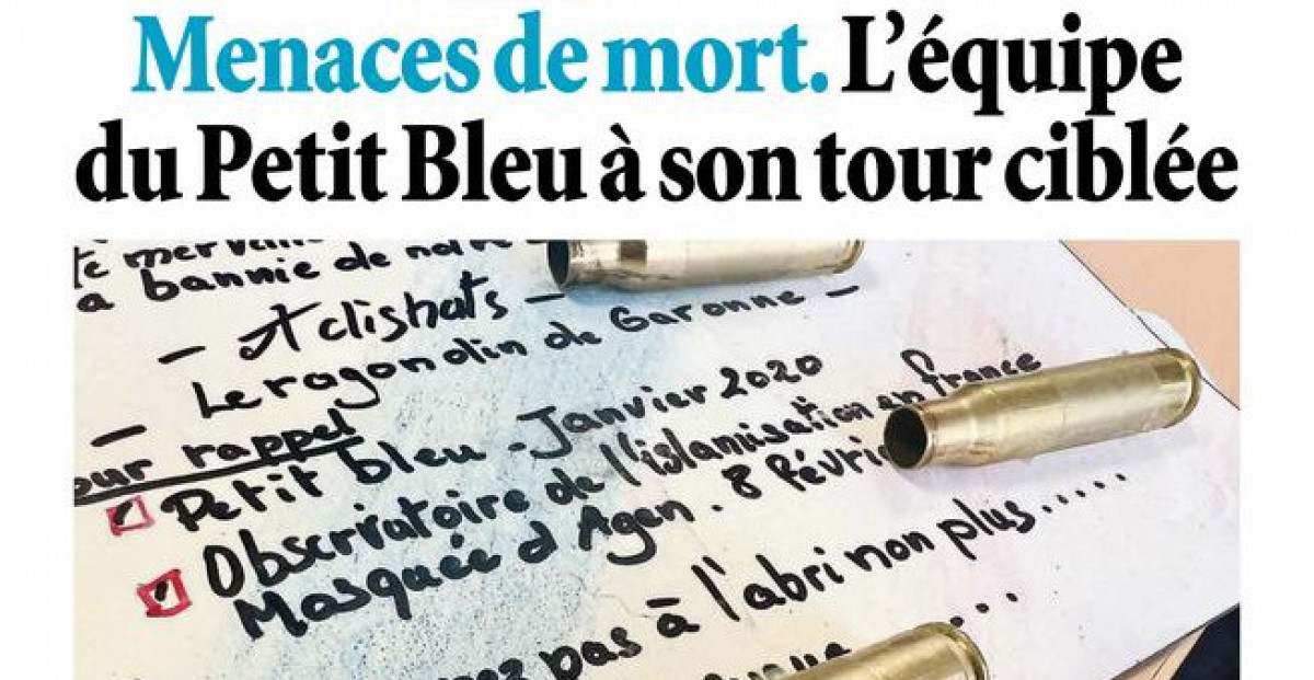 Le Petit Bleu d’Agen reçoit un courrier d’intimidation et… trois douilles : le Club de la presse Occitanie informe l’Ofalp